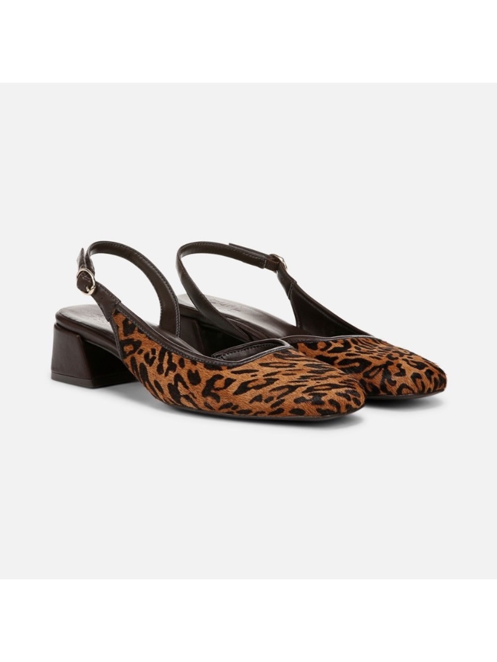 New Naturalizer Jayla 2 Leopard Calf Hair Leather Slingback Pumps Block Heel 9.5